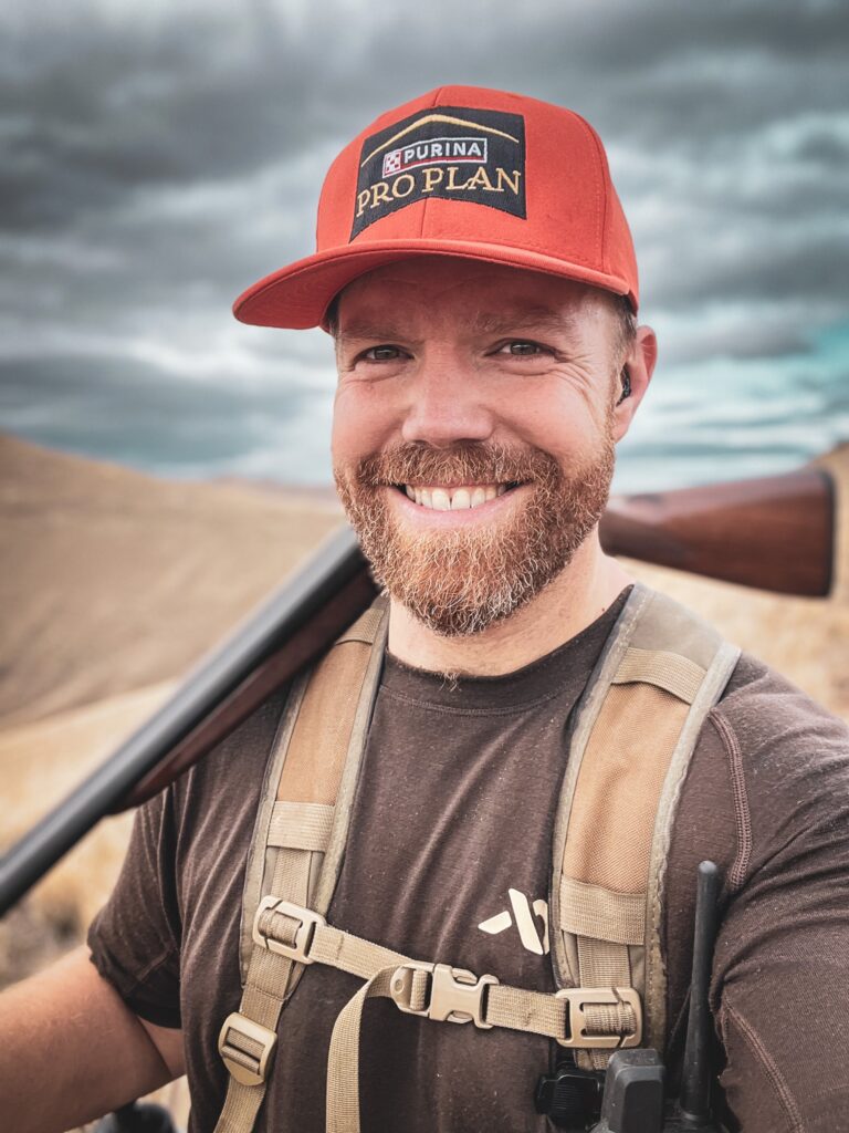 An upland bird hunter stopping to take a photo.